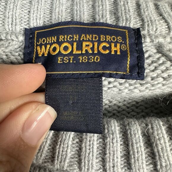 Woolrich Women's Cozy Ribbed Cable Knit Sweater M Grey Light Blue Wool Cashmere - Picture 8 of 16